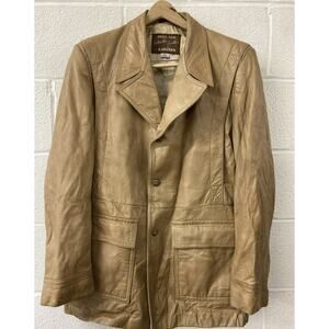 Grais Angel Skin Cabretta Leather Trench Sport Coat Jacket Tan 40L VNT 70s Brown